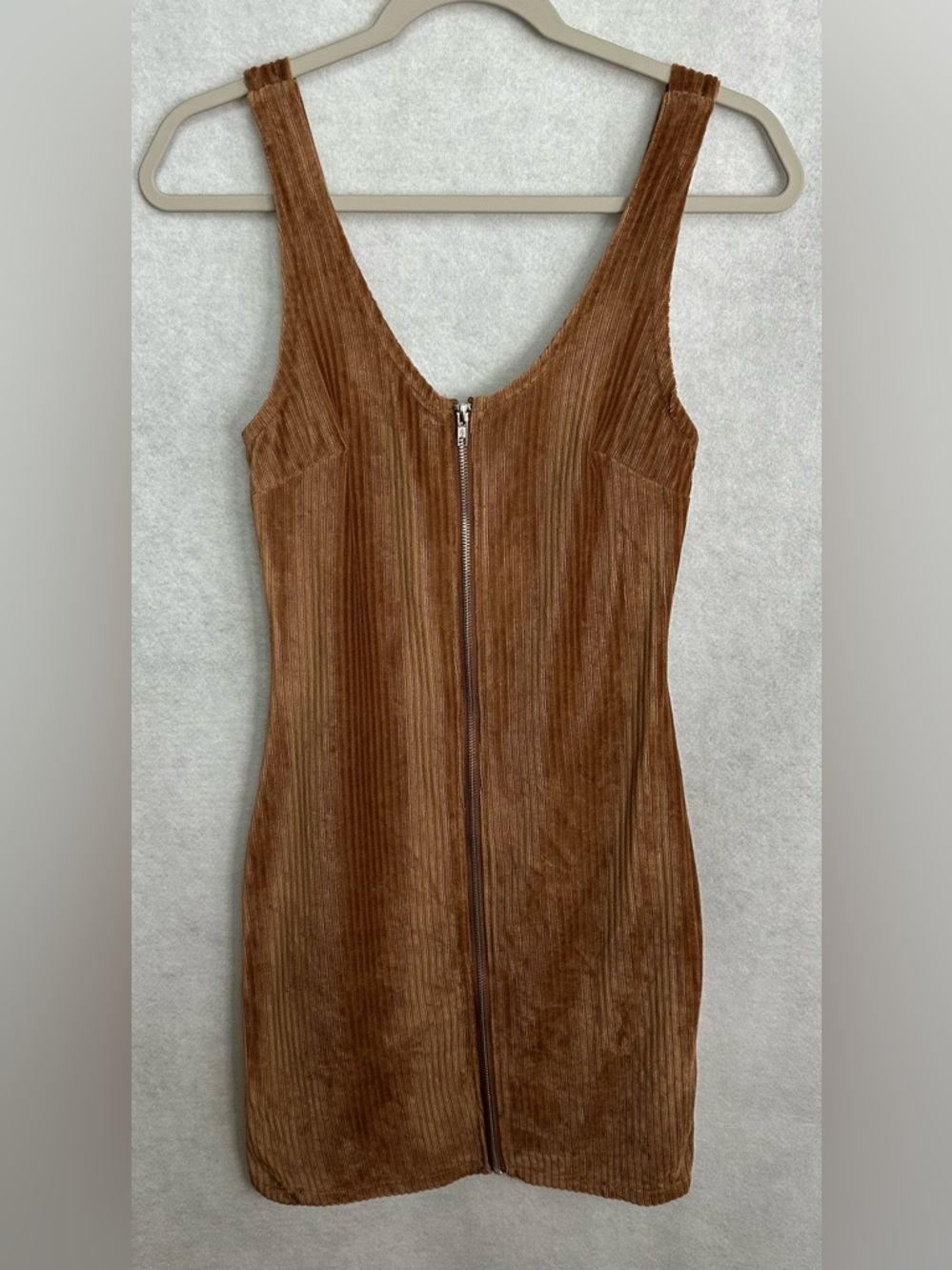 No Boundaries Corduroy Ribbed Dress with Front Zip